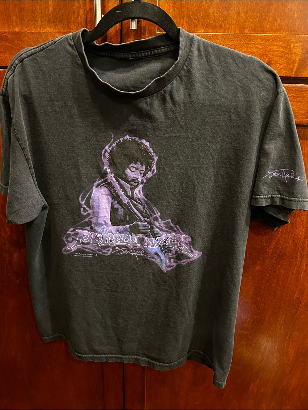 Vintage Style Black Jimi Hendrix Graphic Men’s T-Shirt with Purple Print size: L